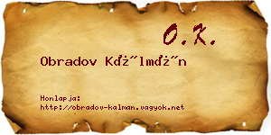 Obradov Kálmán névjegykártya